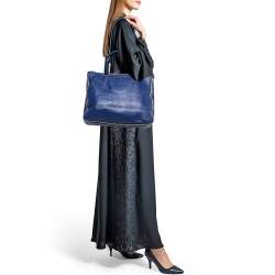 Pre Owned Givenchy Blue Leather Zipped Detail Tote
