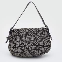 Pre Owned Givenchy Grey/Black Monogram Canvas and Patent Leather Hobo