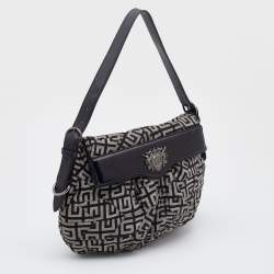 Pre Owned Givenchy Grey/Black Monogram Canvas and Patent Leather Hobo