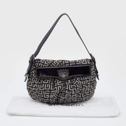 Pre Owned Givenchy Grey/Black Monogram Canvas and Patent Leather Hobo