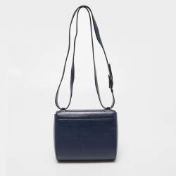 Pre Owned Givenchy Navy Blue Leather Mini Pandora Box Crossbody Bag