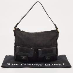 Pre Owned Givenchy Black Monogram Canvas and Leather Double Pocket Shoulder Bag