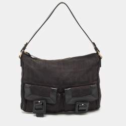 Pre Owned Givenchy Black Monogram Canvas and Leather Double Pocket Shoulder Bag