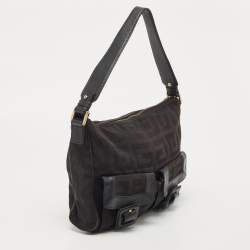 Pre Owned Givenchy Black Monogram Canvas and Leather Double Pocket Shoulder Bag