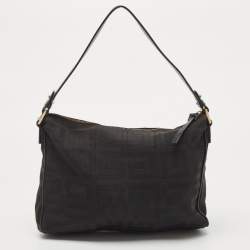 Pre Owned Givenchy Black Monogram Canvas and Leather Double Pocket Shoulder Bag