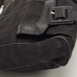 Pre Owned Givenchy Black Monogram Canvas and Leather Double Pocket Shoulder Bag