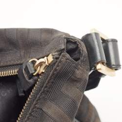 Pre Owned Givenchy Black Monogram Canvas and Leather Double Pocket Shoulder Bag