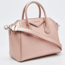 Pre Owned Givenchy Metallic Pink Leather Small Antigona Satchel