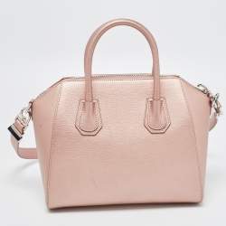 Pre Owned Givenchy Metallic Pink Leather Small Antigona Satchel