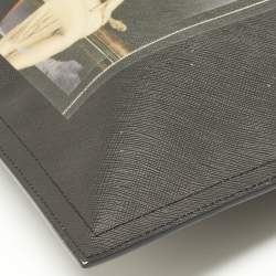 Pre Owned Givenchy Black Leather Graphic Print Zip Pouch