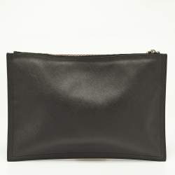 Pre Owned Givenchy Black Leather Graphic Print Zip Pouch