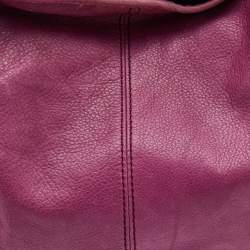 Pre Owned Givenchy Purple Leather Logo Hobo