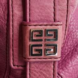 Pre Owned Givenchy Purple Leather Logo Hobo