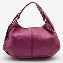 Pre Owned Givenchy Purple Leather Logo Hobo