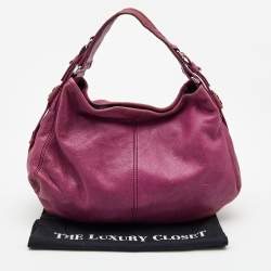 Pre Owned Givenchy Purple Leather Logo Hobo