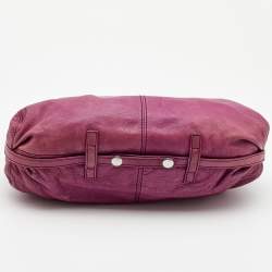 Pre Owned Givenchy Purple Leather Logo Hobo