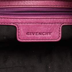 Pre Owned Givenchy Purple Leather Logo Hobo