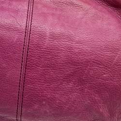Pre Owned Givenchy Purple Leather Logo Hobo