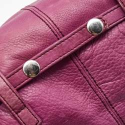 Pre Owned Givenchy Purple Leather Logo Hobo