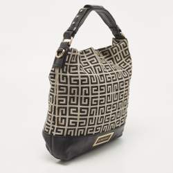 Pre Owned Givenchy Black/Grey Monogram Canvas and Leather Hobo