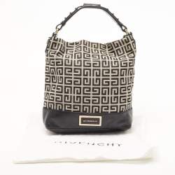 Pre Owned Givenchy Black/Grey Monogram Canvas and Leather Hobo