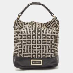 Pre Owned Givenchy Black/Grey Monogram Canvas and Leather Hobo