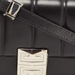 Pre Owned Givenchy Black Quilted Leather 4G Logo Flap Crossbody Bag
