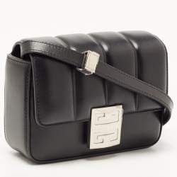 Pre Owned Givenchy Black Quilted Leather 4G Logo Flap Crossbody Bag
