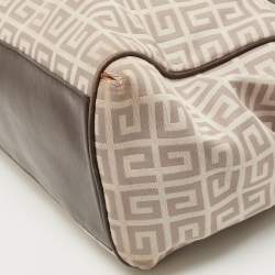 Pre Owned Givenchy Dark Brown/Beige Monogram Canvas and Leather Double Zip Tote