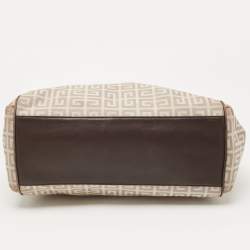 Pre Owned Givenchy Dark Brown/Beige Monogram Canvas and Leather Double Zip Tote