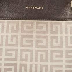 Pre Owned Givenchy Dark Brown/Beige Monogram Canvas and Leather Double Zip Tote