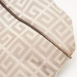 Pre Owned Givenchy Dark Brown/Beige Monogram Canvas and Leather Double Zip Tote