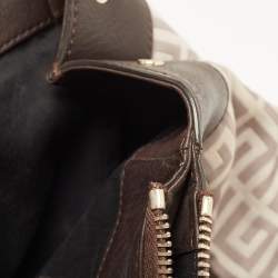 Pre Owned Givenchy Dark Brown/Beige Monogram Canvas and Leather Double Zip Tote