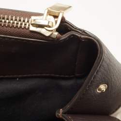 Pre Owned Givenchy Dark Brown/Beige Monogram Canvas and Leather Double Zip Tote