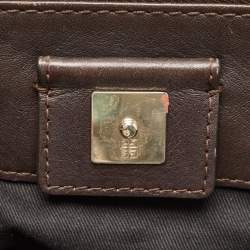 Pre Owned Givenchy Dark Brown/Beige Monogram Canvas and Leather Double Zip Tote