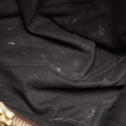 Pre Owned Givenchy Dark Brown/Beige Monogram Canvas and Leather Double Zip Tote