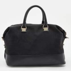 Pre Owned Givenchy Black Monogram Canvas and Leather Zip Satchel
