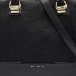 Pre Owned Givenchy Black Monogram Canvas and Leather Zip Satchel
