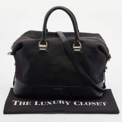 Pre Owned Givenchy Black Monogram Canvas and Leather Zip Satchel