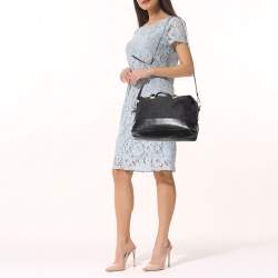 Pre Owned Givenchy Black Monogram Canvas and Leather Zip Satchel