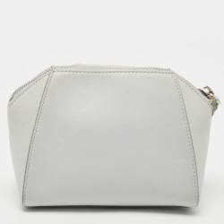 Pre Owned Givenchy Pale Blue Leather Antigona Wristlet Clutch