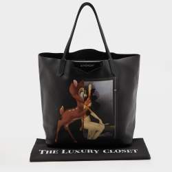 Pre Owned Givenchy Black Bambi Print Coated Canvas and Leather Antigona Shopper Tote