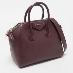 Pre Owned Givenchy Burgundy Leather Small Antigona Satchel
