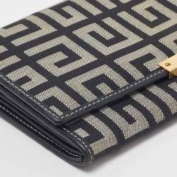 Pre Owned Givenchy Black/Grey Monogram Canvas and Leather Continental Wallet