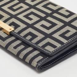 Pre Owned Givenchy Black/Grey Monogram Canvas and Leather Continental Wallet