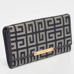 Pre Owned Givenchy Black/Grey Monogram Canvas and Leather Continental Wallet
