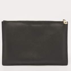 Pre Owned Givenchy Black Leather Graphic Print Zip Pouch