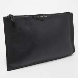 Pre Owned Givenchy Black Leather Antigona Zip Clutch