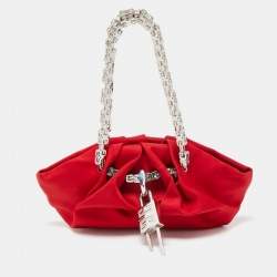 Pre Owned Givenchy Red Satin Mini Kenny Shoulder Bag