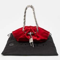 Pre Owned Givenchy Red Satin Mini Kenny Shoulder Bag